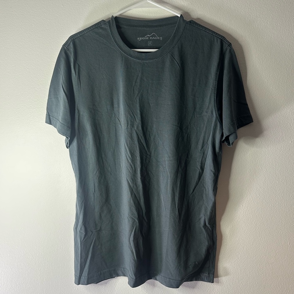 Eddie Bauer Gray/Bluish Short Sleeve Tee Classic Crew Neck Size Medium